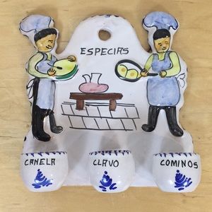 Vintage Spanish Talavera spice holder - so unique!